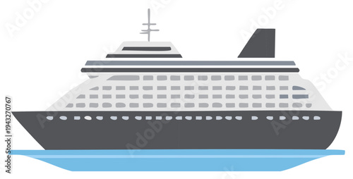 Modern Cruise Ship Ocean Liner Flat Design Vector Illustration