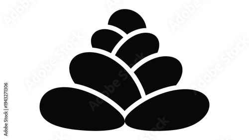 Elegant Silhouette: A stylized black and white illustration presents the elegant form of a single, symmetrically arranged floral element, rendered with bold contours and captivating simplicity.