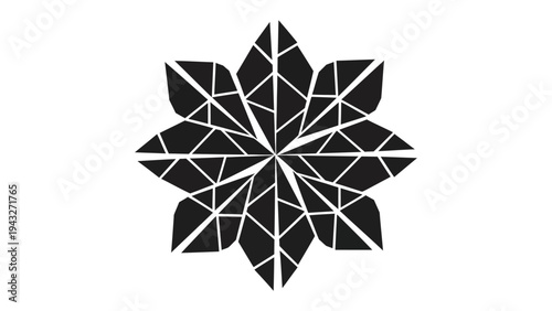 Geometric Leaf Shape: A black geometric leaf shape consisting of triangles placed together to create a stylized and modern look.