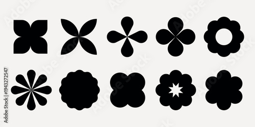 Abstract floral silhouette designs element set vector