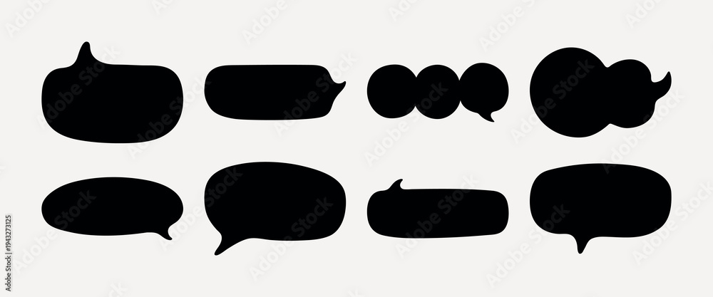 Fototapeta premium Black speech bubble silhouettes element vector set