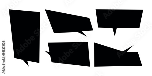 Black speech bubble silhouettes element vector set
