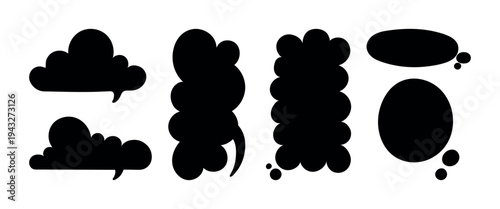 Black speech bubble silhouettes element vector set