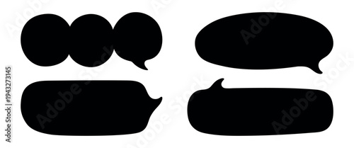 Black speech bubble silhouettes element vector set