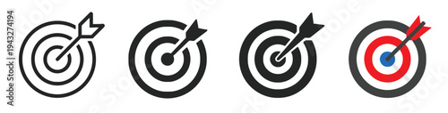 Target and arrow icons symbolizing goals and achievement in various styles