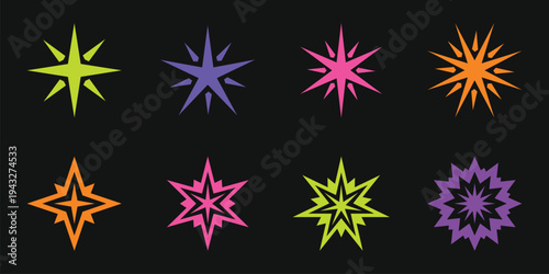 Colorful starburst vector design element set