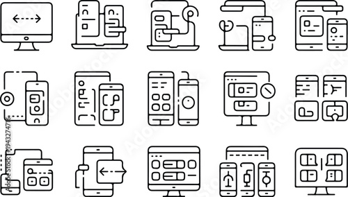Responsive Collection Silhouette Icon Set Responsive Design Typography Silhouette Icon Pack
