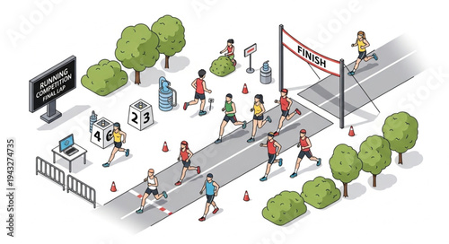 Runners Participating in Marathon Event.