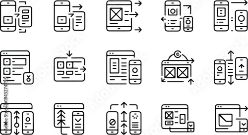 Responsive Collection Silhouette Icon Set Responsive Design Typography Silhouette Icon Pack