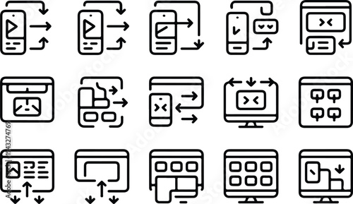 Responsive Collection Silhouette Icon Set Responsive Design Typography Silhouette Icon Pack