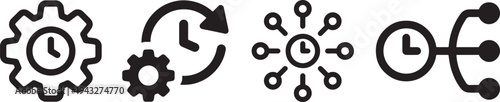 Time Management And Workflow Icons vector illustration