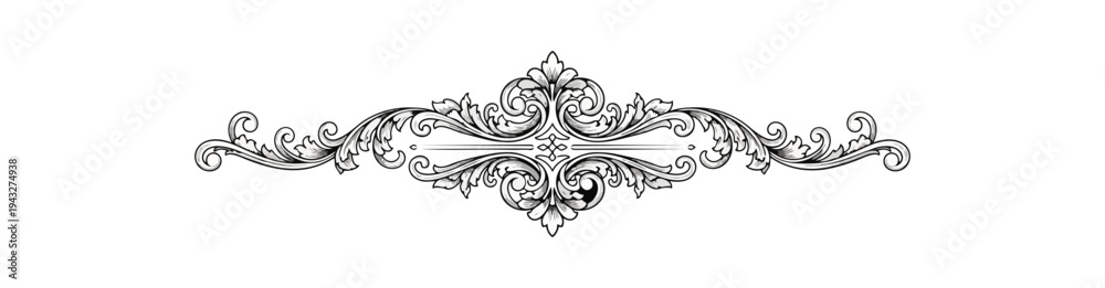 Fototapeta premium Elegant decorative scroll ornament on black background