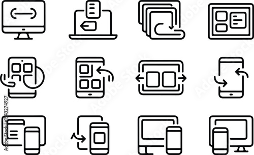 Responsive Collection Silhouette Icon Set Responsive Design Typography Silhouette Icon Pack