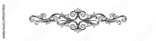 Elegant decorative scroll ornament on black background