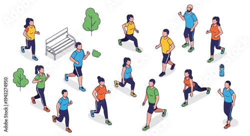 People Running in Various Directions.