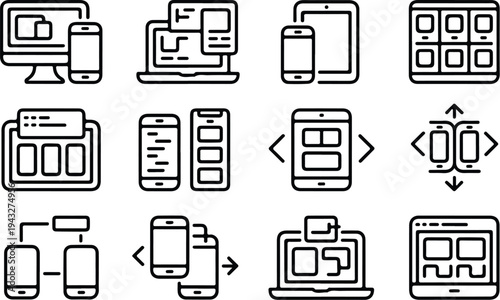 Responsive Collection Silhouette Icon Set Responsive Design Typography Silhouette Icon Pack