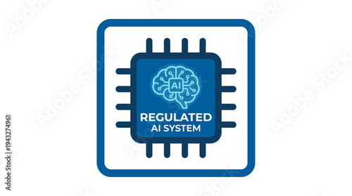 Visual icon representing a securely regulated artificial intelligence system, symbolizing ethical data processing, transparent algorithmic control, and robust compliance within digital technology