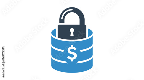 Secure financial data and money protection concept with a padlock over a stack of dollar coins, symbolizing robust digital transaction security and privacy measures