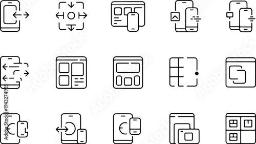 Responsive Collection Silhouette Icon Set Responsive Design Typography Silhouette Icon Pack