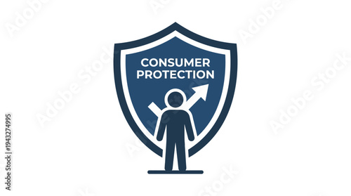 Consumer Protection Shield with Person Icon - Safeguarding Rights and Security