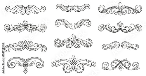 Ornamental floral designs vector set for decorative elements