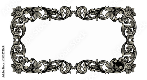 Ornate decorative frame design with copy space against black background
