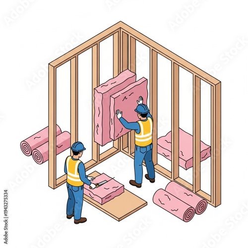 A professional female construction worker carries a wooden toolbox while working on a house frame near a ladder in the building industry