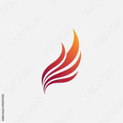 Set of fiery abstract fire vector illustrations featuring a hot burning bird logo icon and red flame symbols for a powerful heat element design
