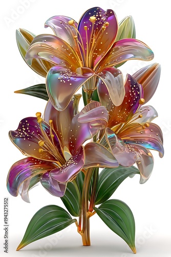 Colorful glass lily flower sculpture luxury art high resolution picture