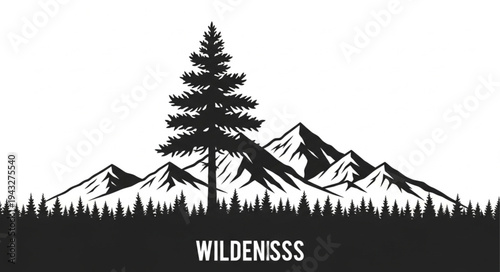 Pine Tree Mountain Range Silhouette.