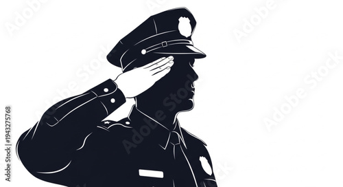 Police Officer Saluting in Uniform.