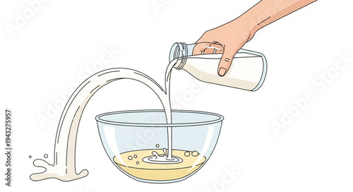 Pouring Oil into a Bowl.