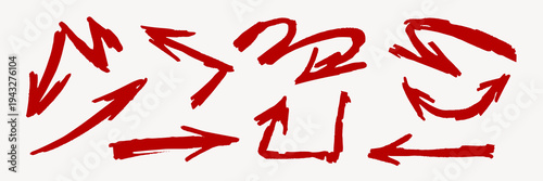 Red arrows pointing various directions element vector