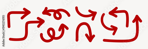 Red arrows pointing various directions element vector