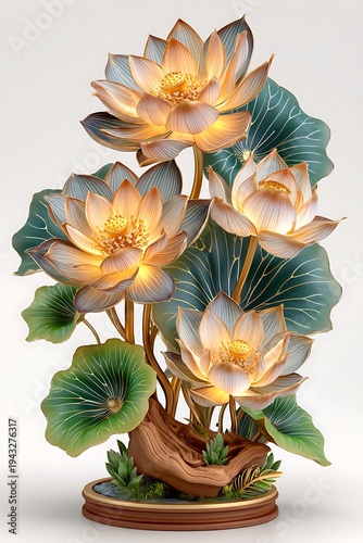 Decorative lotus blossom floral sculpture artistic design high resolution picture