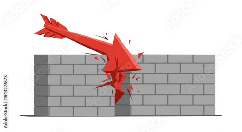 Red Plane Crashing into Brick Wall.