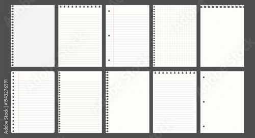 Torn paper notebook sheets collection vector element