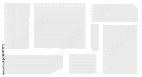 Torn paper notebook sheets collection vector element