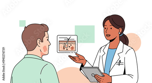 Medical consultation doctor patient dermatology skin examination health care illustration
