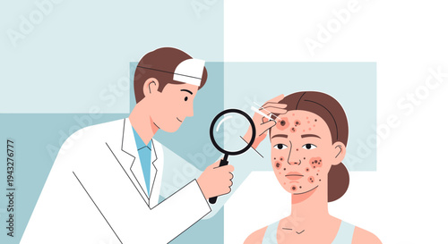 Medical examination of skin condition illustration