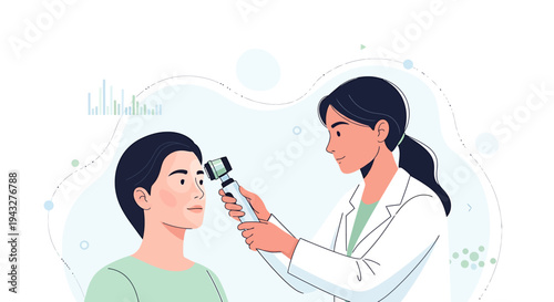 Medical professional examining patient eyesight healthcare concept illustration