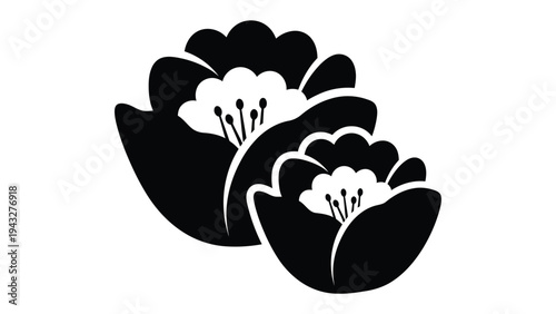 Floral Symphony: A delicate black and white floral illustration, capturing the elegance and grace of blooming flowers.