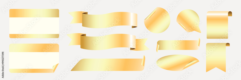 Obraz premium Elegant gold ribbon collection vector elements