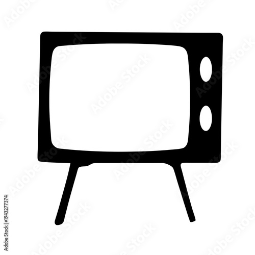 Stylized minimalist drawing of an old fashioned television set on legs