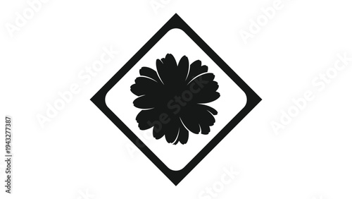 Abstract Floral Design: A minimalist illustration of a flower enclosed within a diamond shape, offering a modern aesthetic and versatile graphic resource. 