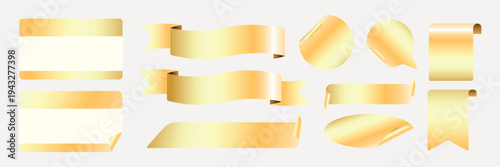 Elegant gold ribbon collection vector elements