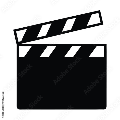 Black and white film clapper board icon representing the film industry.