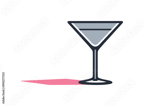 Modern Cocktail Glass Silhouette. Cockt ailgl ass silhouette shown in astr aight fr ont viewemph asiz ing cle an Vsh apebowl
