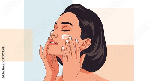 Woman applying cream illustration skincare routine vector art