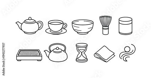 Traditional Japanese tea ceremony set with matcha tools and accessories